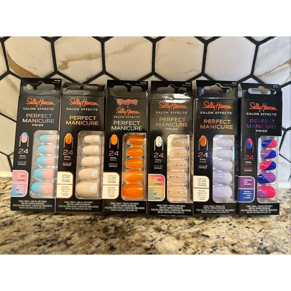Sally Hansen 6X Oval Shaped Press on Nails With 24 Nail in Each Box Bundle